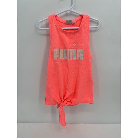 Puma Girl Tank Top Tie Front Orange Sparkle Logo size 6x - Picture 1 of 6